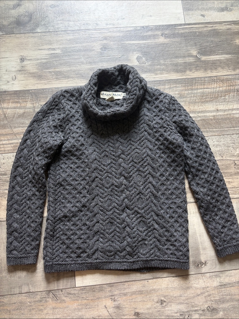 Aran Mor Wool Cable-Knit Turtleneck Made in Ireland